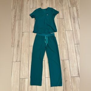 Figs Livingston Scrub Pants and Catarina Scrub Top in Hunter Green